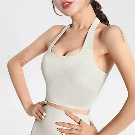 YHGFVOKJ Bras for Women New Sexy Neck Strapless Back Underwear Sports Lingerie Women Chic Pleated Sports Bra Women s Bra White M
