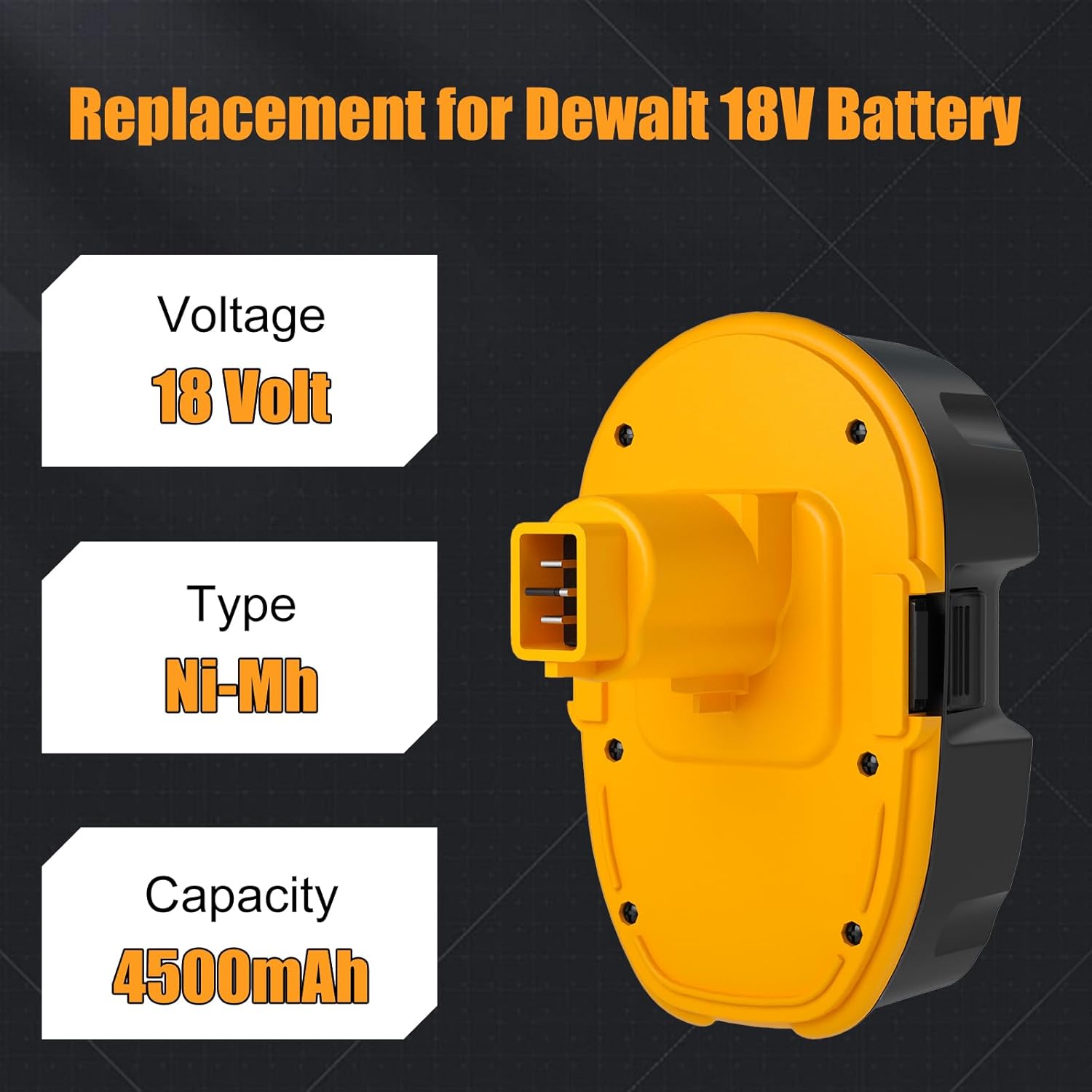 2Packs 4500mAh Ni-Mh 18 Volt DC9096 Battery and DC9310 Charger Compatible with Dewalt 18V Battery XRP DC9096 DC9099 DW9098 DW9099 DW9095 DW9096 DE9039 Cordless Power Tools