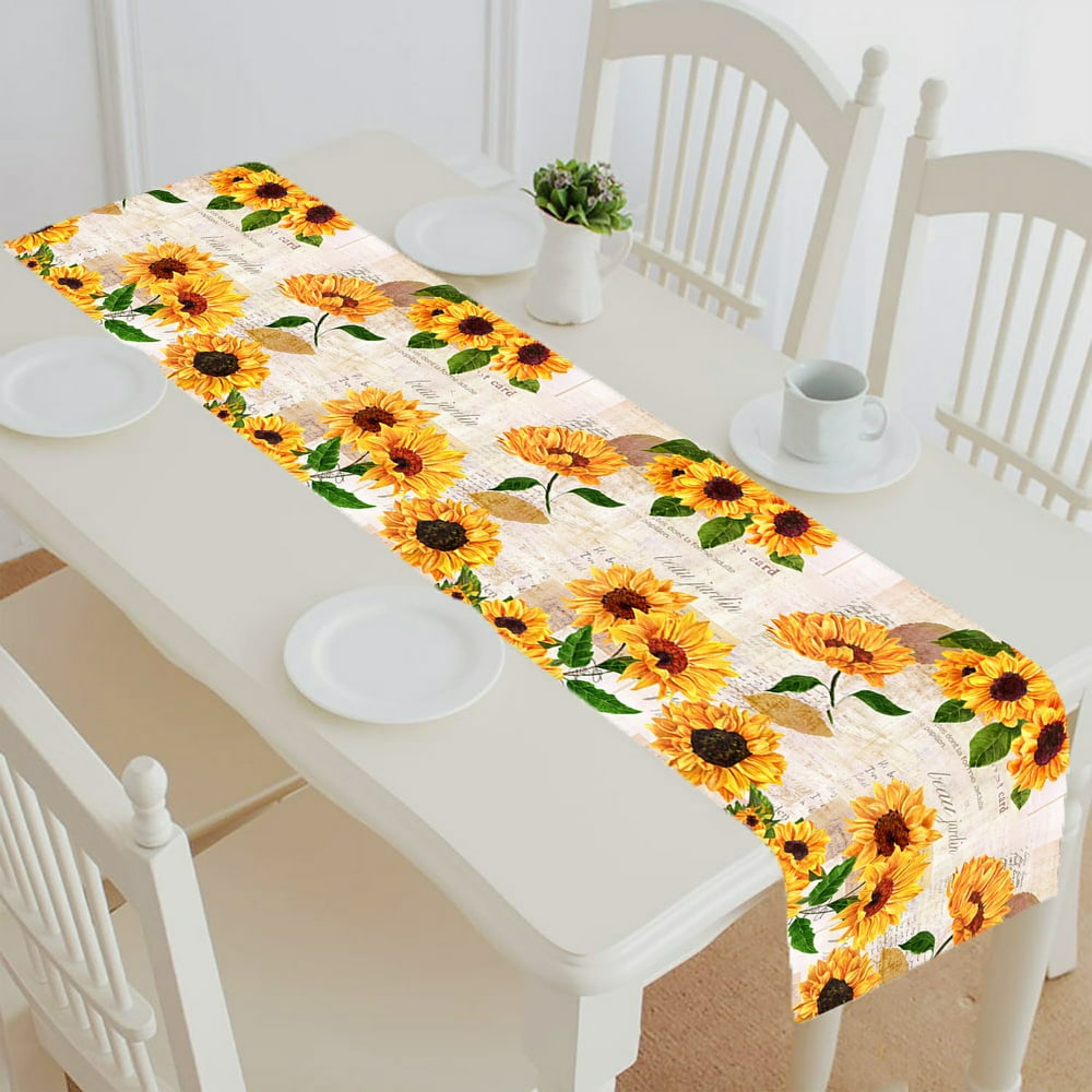 ABPHQTO Vibrant Yellow Sunflowers Table Runner Placemat Tablecloth For