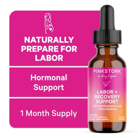 Pink Stork Liquid Labor and Recovery Tincture Supplement, Red Raspberry Leaf for Women, 2 oz