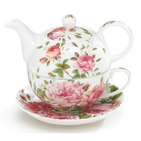 - Porcelain Rose Teapot and Teacup For One