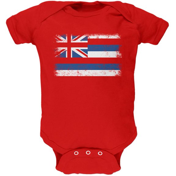 Born and Raised Hawaii State Flag Soft Baby One Piece Red 18-24 M