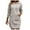 Beige, variant on Hooded Mini Sweatshirt Dress for Women Fall Long Sleeve Button up Hoodies Solid Tunic Pullover Top with Pocket