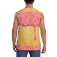 thumbnail image 4 of Gaeub Pink Ice Cream Men's Sleeveless Muscle Shirts Workout Tank Tops, Odor Protection and Comfortable - 3X-Large, 4 of 8
