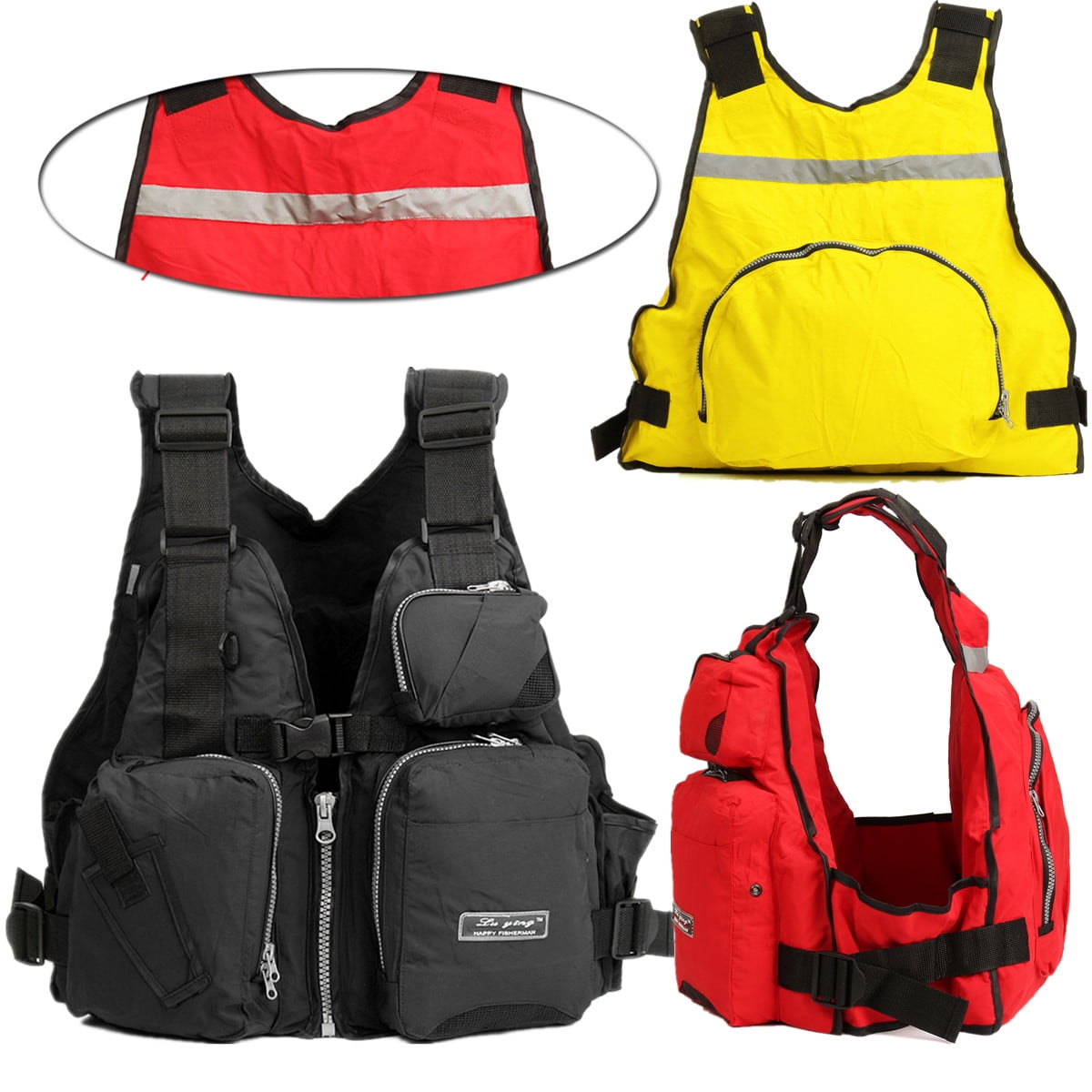 Boat Buoyancy Aid Sailing Kayak Fishing Life Jacket Vest Camouflage D11-Red-AN 