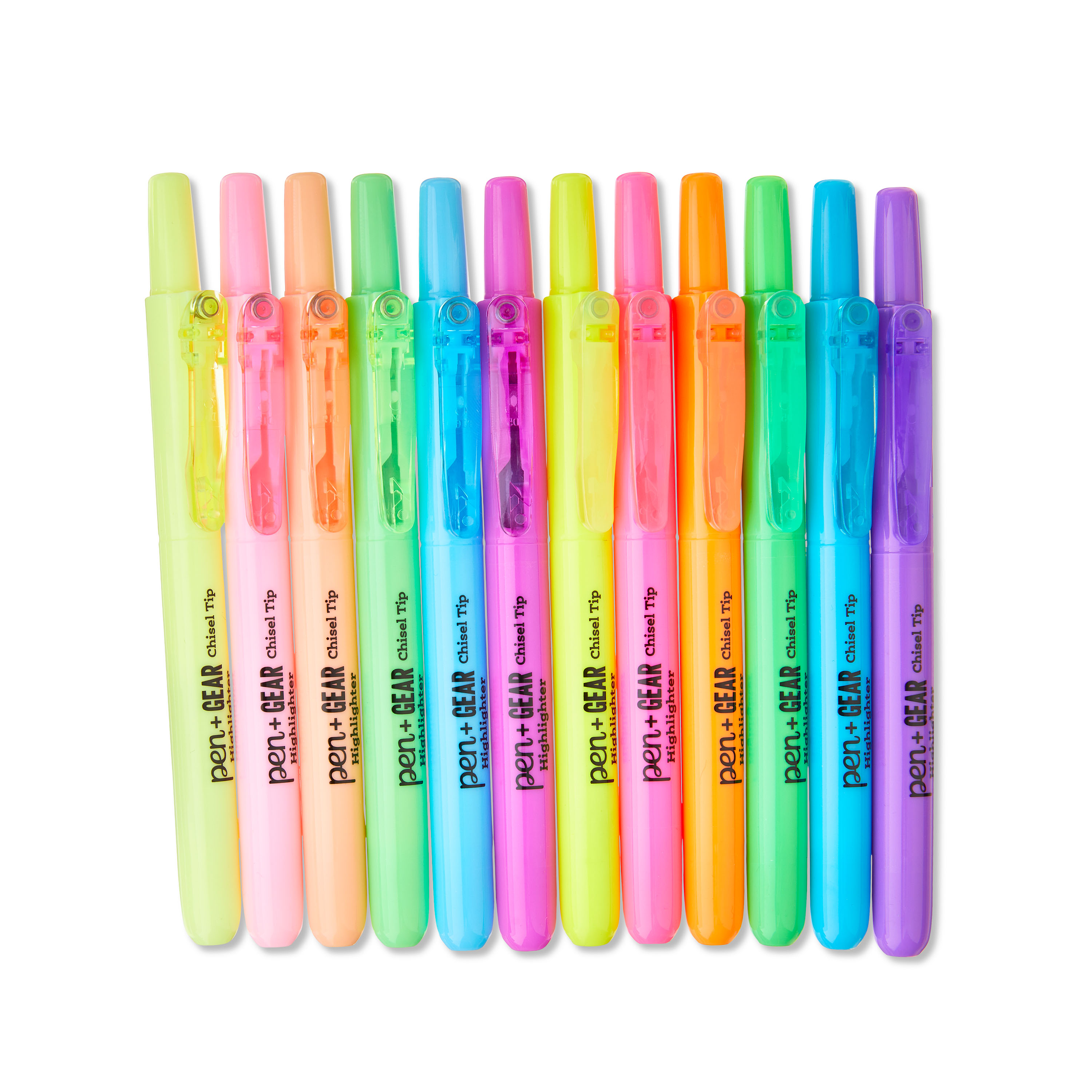 Resaltadores retráctiles Pen+Gear, punta biselada, colores surtidos, tinta multicolor, 12 unidades 8
