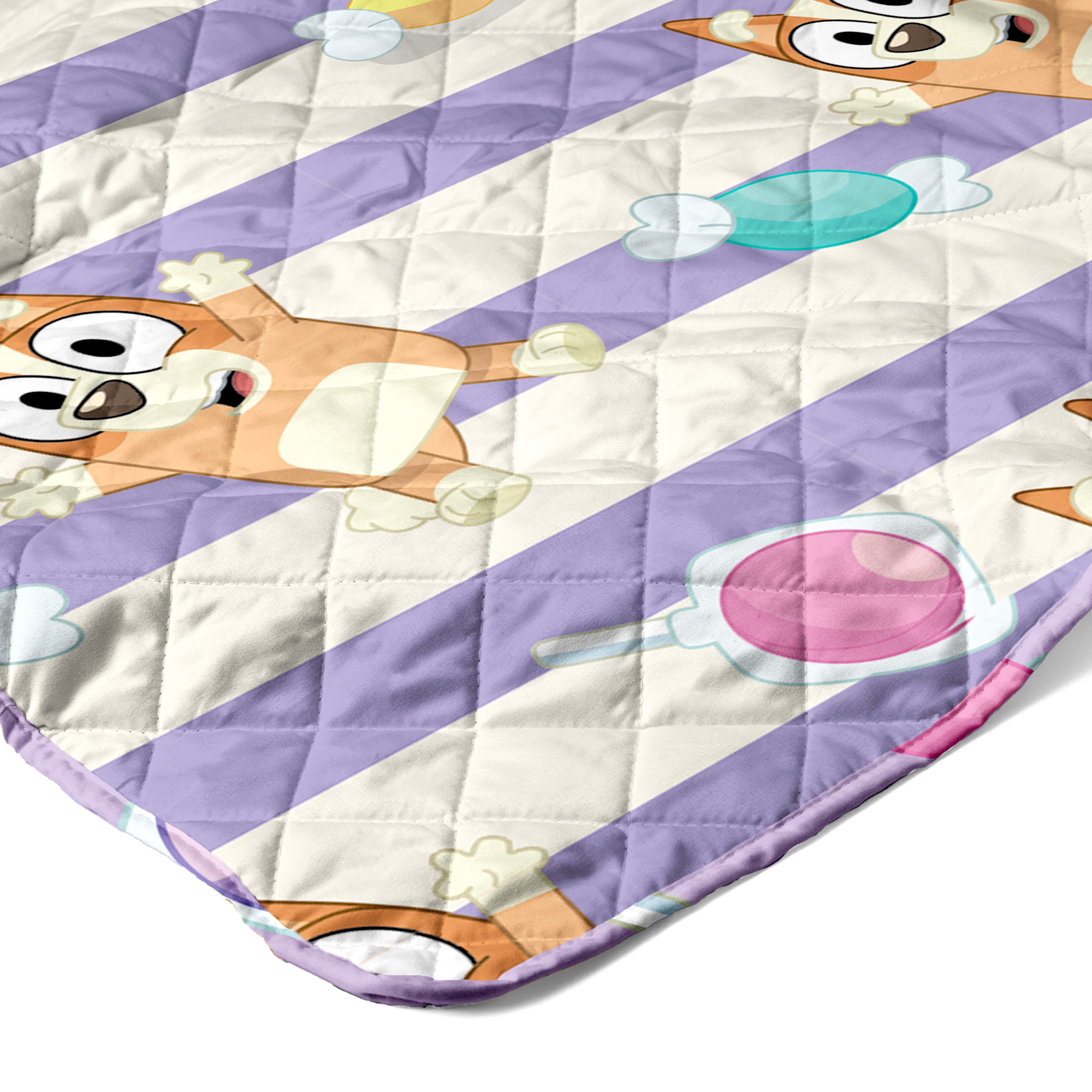Bluey Bingo Candy Land Quilted Throw Blanket 60x80 inches, Kids Character Bedding