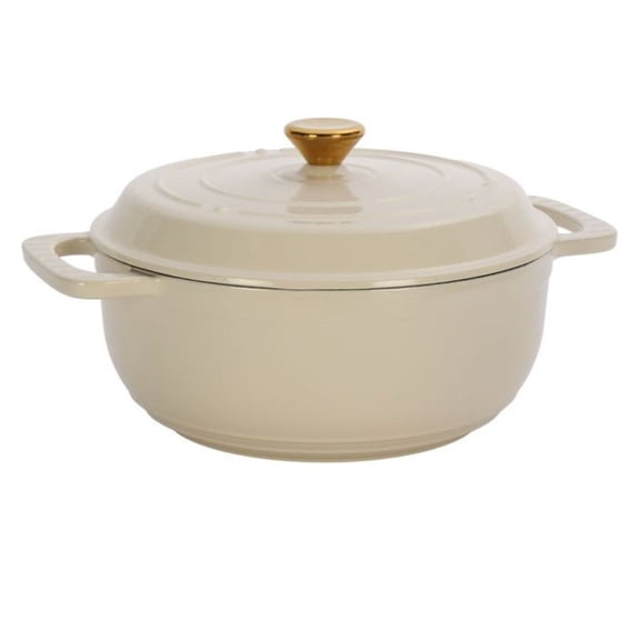 Cast Iron Dutch Oven 7.5QT, Ceramic White Enamel Pot with Lid & Silicone Gloves