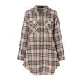 thumbnail image 3 of Women's Flannel Plaid Shirt Dress Casual Lapel Long Sleeves Button Down Tunic Blouses Tops Fashion Loose Mini Dress with Pockets, 3 of 5