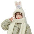 thumbnail image 2 of Naierhg Beanie Scarf Hat Thickened Ultra Soft Keep Warm Faux Rabbit Fur Winter Women Cartoon Beanies Neckerchief Gloves for Daily WearWhite, 2 of 8