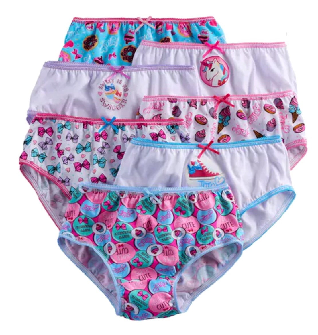 JoJo Siwa, Girls Underwear, 7 Pack Cotton Brief Panties Size 6 (Little Girls & Big Girls)