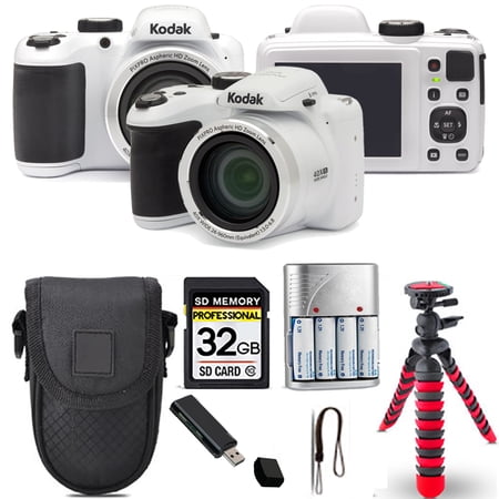 Kodak PIXPRO AZ401 Camera (White) + Spider Tripod + Case - 32GB Kit