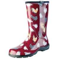 Sloggers Women's Rain & Garden Boots - Barn Red Chicken Print