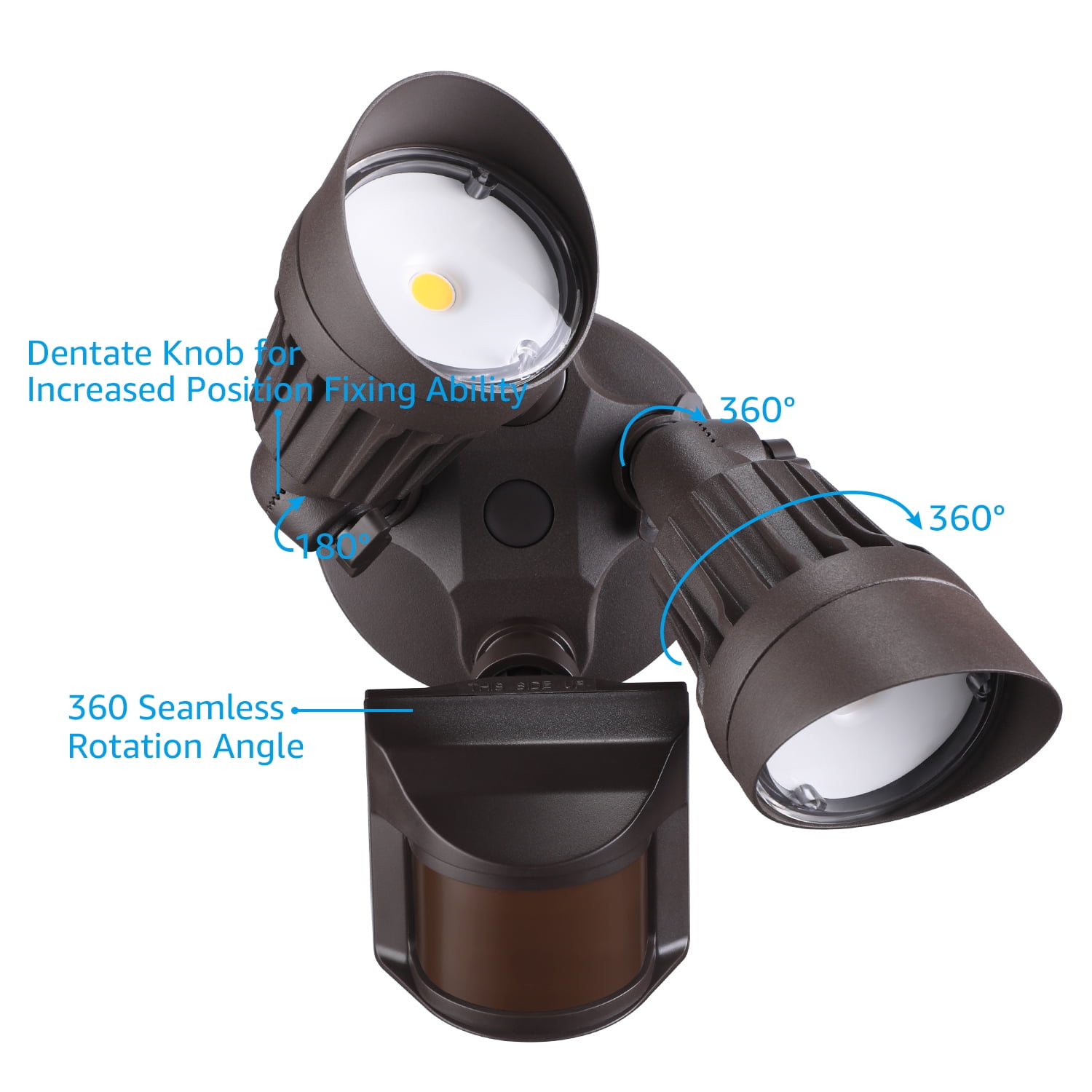 2 Pack LED Security Light, Motion Sensor Flood Lights Outdoor, Dusk to Dawn & Motion Detector 3 Modes, Adjustable 2-Head, 3000K Warm White, Bronze
