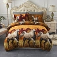 thumbnail image 2 of JML 3-Piece Floral Printed Sherpa-Backing Reversible Comforter Set Horse King, 2 of 5