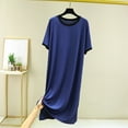 thumbnail image 2 of Wensltd Casual Nightgown for Women Simple Design Versatile Sleepwear Soft Round Neck Nightwear for Home, 2 of 3
