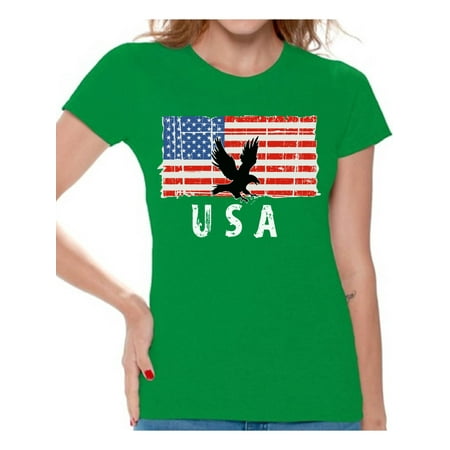 Ladies Eagle - Awkward Styles Eagle USA Women Shirt 51 States 4th of July Women T shirt Stripes and Stars USA Patriotic Tshirt for Women Love USA Retro USA Women T-shirt 4th of July Party