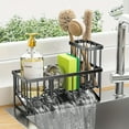 thumbnail image 1 of XHSGX Organizador fregadero cocina acero inoxidable soporte esponjas con porta cepillo divisor ajustable bandeja drenaje negro, 1 of 7