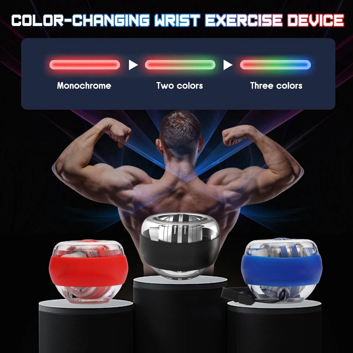 2026 Best Wrist Ball Hand Exerciser, Gyro Balls Wrist Strengthener - Stronger Hands & Grip Strength, Wrist Trainer Balls Auto-Start Gyroscopic Forearm Exerciser w/LED Lights for Seniors