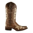 thumbnail image 3 of CORRAL Adult Female Side Cross Embroidery Square Toe Boots, Color: Brown/Beige, Size: 10, Width: M, 3 of 6