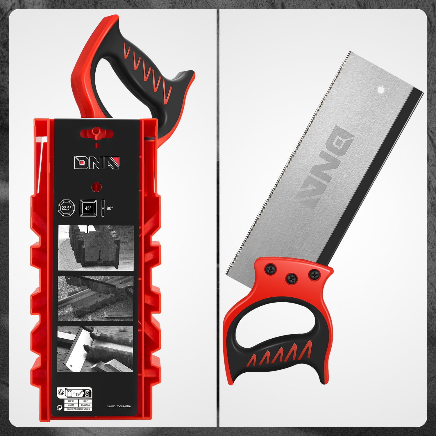 DNA Motoring Deluxe Miter Box with 12" Hand Saw Set Increase Durability Sharpness Precise Cut