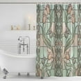 thumbnail image 2 of Stained Glass Shower Curtain Set - Extra Long 72" x 96" Washable Bathtub Curtain with 12 Hooks, Vintage Colorful Flower Animal Textured Waterproof Fabric Shower Curtains for Bathroom/Bathtub Décor, 2 of 6