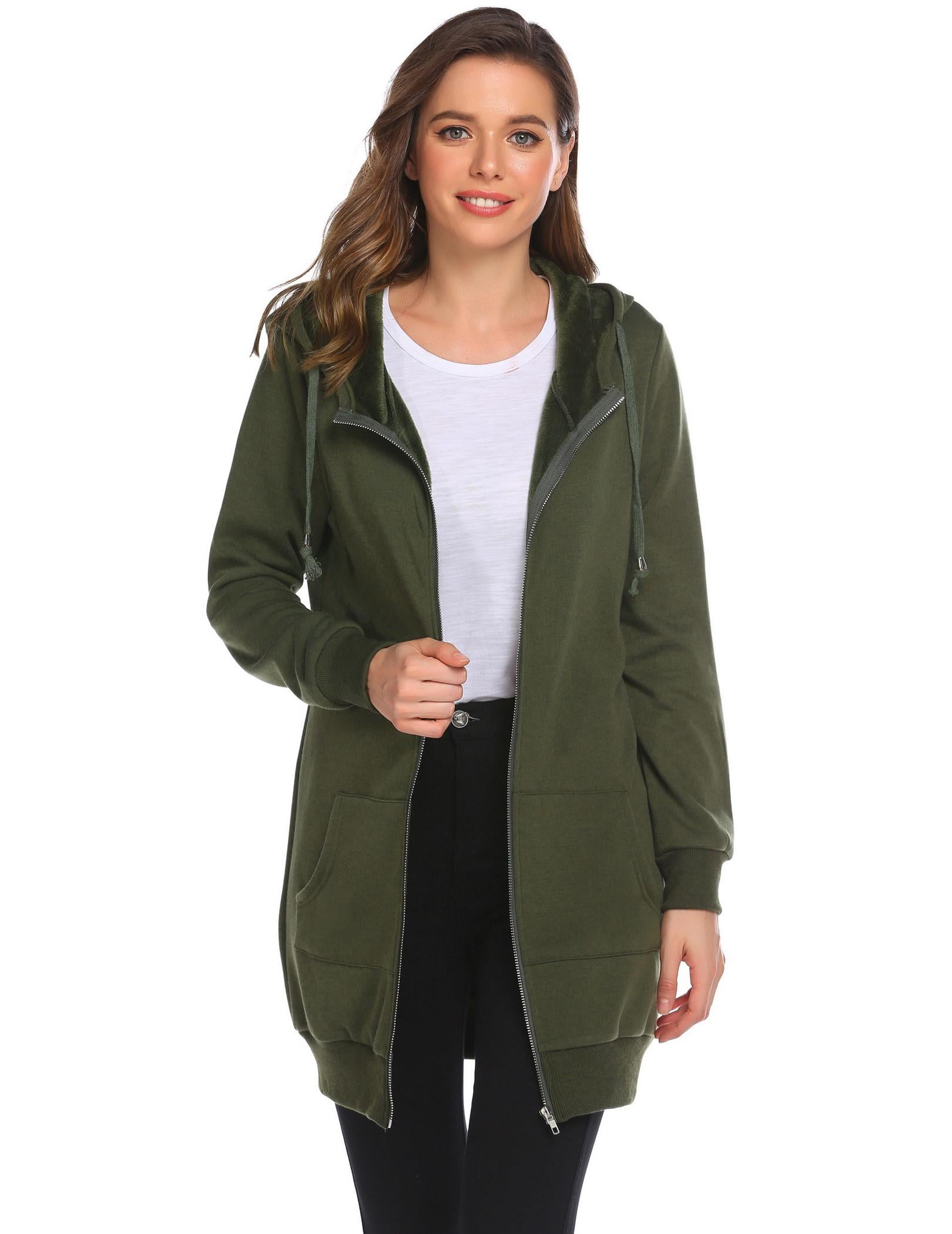 Zeagoo Women's Zip Up Hoodies Long Sleeve Fall Fleece Jacket Casual Oversized Tunic Hooded Sweatshirt With Pockets Winter Coats