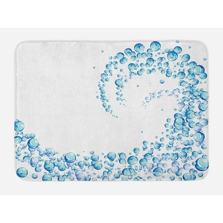Simple Bathroom Decor Blue Bath Mat, Water Droplets Bubbles of Air Aquatic Fresh Simple Pattern Splashes Waves Ocean, Non-Slip Plush Mat Bathroom Kitchen Laundry Room Decor, 29.5 X 17.5 Inches, Blue Aqua White, Ambesonne ()