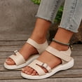 thumbnail image 6 of Womens Sandals Comfortable Casual Summer New Solid Outdoor Wear Beac Wedge Heel Flat Sandals, 6 of 9