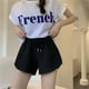 thumbnail image 1 of Pantalones cortos deportivos para correr y fitness para mujer, holgados, informales, de talla grande, con pierna ancha y cintura alta, de corte A, 1 of 5