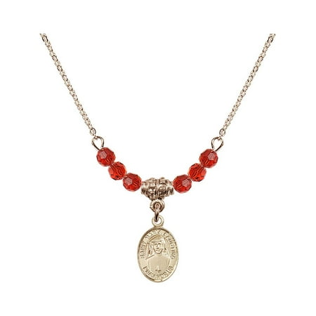 Hamilton Collection Collector Plate 18-Inch Hamilton Gold Plated Necklace with 4mm Red July Birth Month Stone Beads and Saint Maria Faustina Charm ()