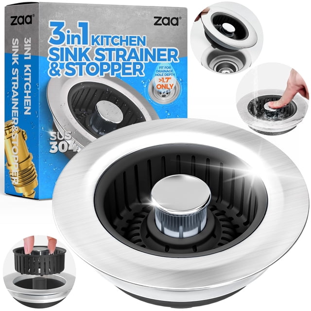 Colador y tapón de desagüe para fregadero de cocina de acero inoxidable