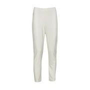 Adrianna Papell Elastic Back Mid Waist Solid Tuxedo Slim Pant-IVORY / 4