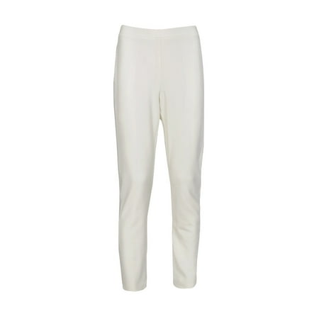 Adrianna Papell Elastic Back Mid Waist Solid Tuxedo Slim Pant-IVORY / 4