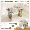 thumbnail image 5 of 63" Rectangular Clear Tempered Glass Dining Table for 4-6 People, Modern Kitchen Table with Stainless Steel Legs, Dining Table for Home Office, Living Room, 5 of 8