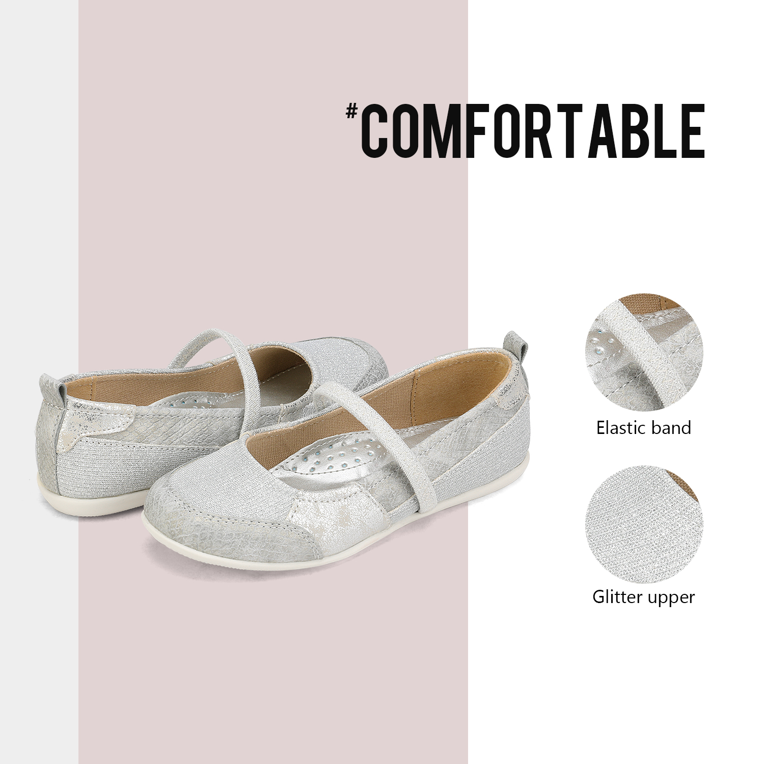 Dream Pairs Girls Mary Jane Flats Shoes Comfort School Casual Shoes Slip On Flat Shoes For Kids SASA-2 SILVER Size 10 - image 3 of 5