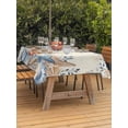 thumbnail image 3 of Outdoor Tablecloth with Umbrella Hole for Patio/Picnic/Party/Camping, Blue Coastal Waterproof Table Cloth Rectangle Table Cover Washable, Summer Beach Starfish Weeping Eucalyptus Retro (60"x 84"), 3 of 8