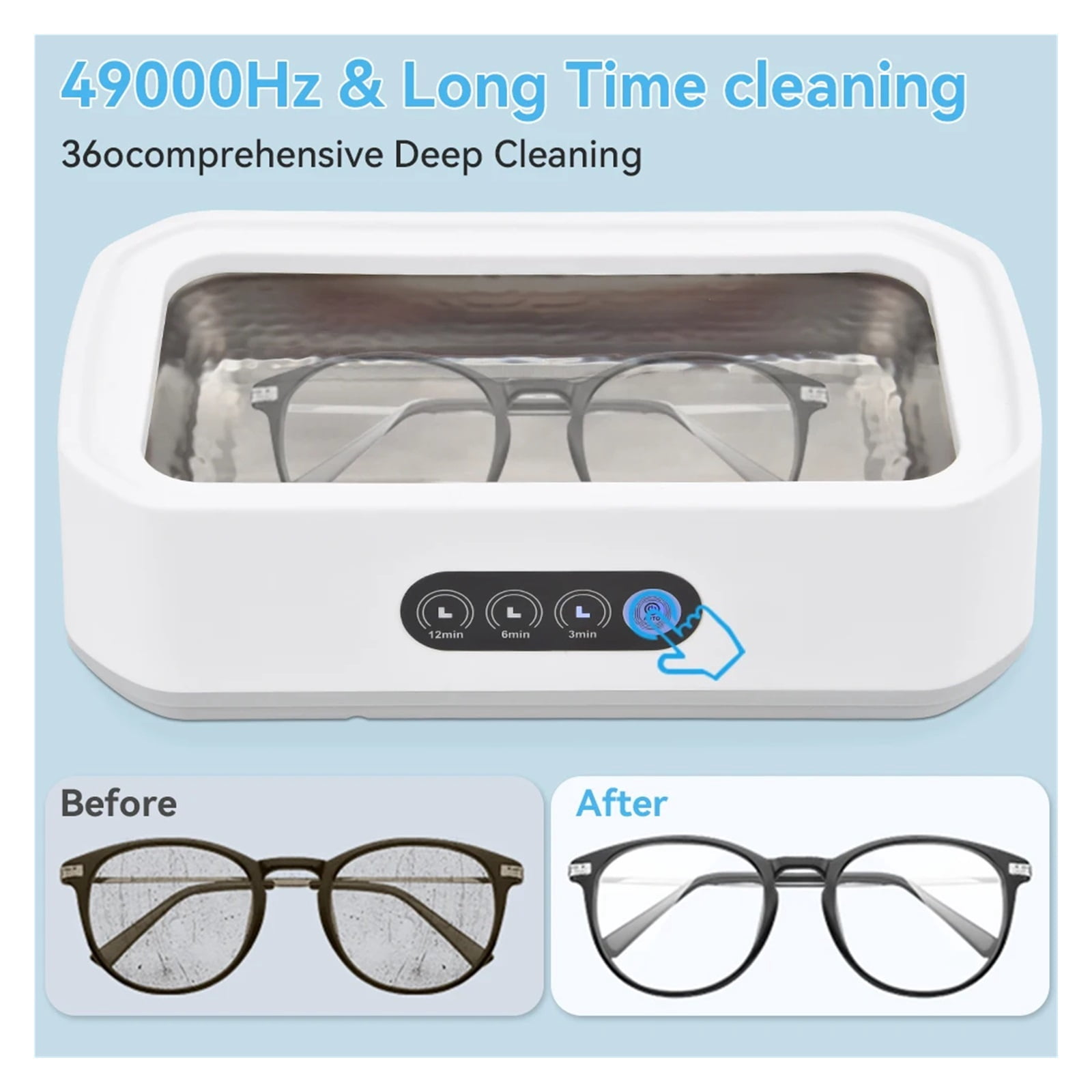 Ultrasonic Cleaning Machine 650ml High-frequency Vibration 360°All-Round Clean For Glasses Jewelry Professional Cleaner
