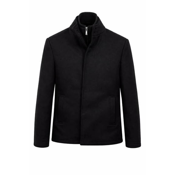 Adam Baker Boys Wool Coat, 3/4 Length, Stand Collar, Removable Bib