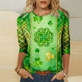 thumbnail image 1 of Mceream T-Shirt de la Saint-Patrick pour Femmes Drôle Manches 3/4 Hauts Mignons Décontractés Col Rond T-Shirts Graphiques Trèfle Imprimé Floral 2026 Hauts Chemisiers Grande Taille Vert TTG, 1 of 5