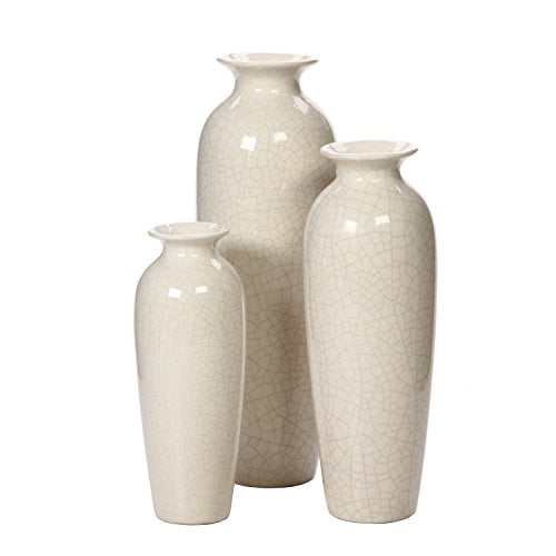 Hosley Set of 3 White Ceramic Honeycomb Vase Tall 12 Inch Medium 10 Inch Short 8 Inch High Each Ideal Gift for Wedding Special Occasion Dried Floral Arrangements Home Office Spa O4