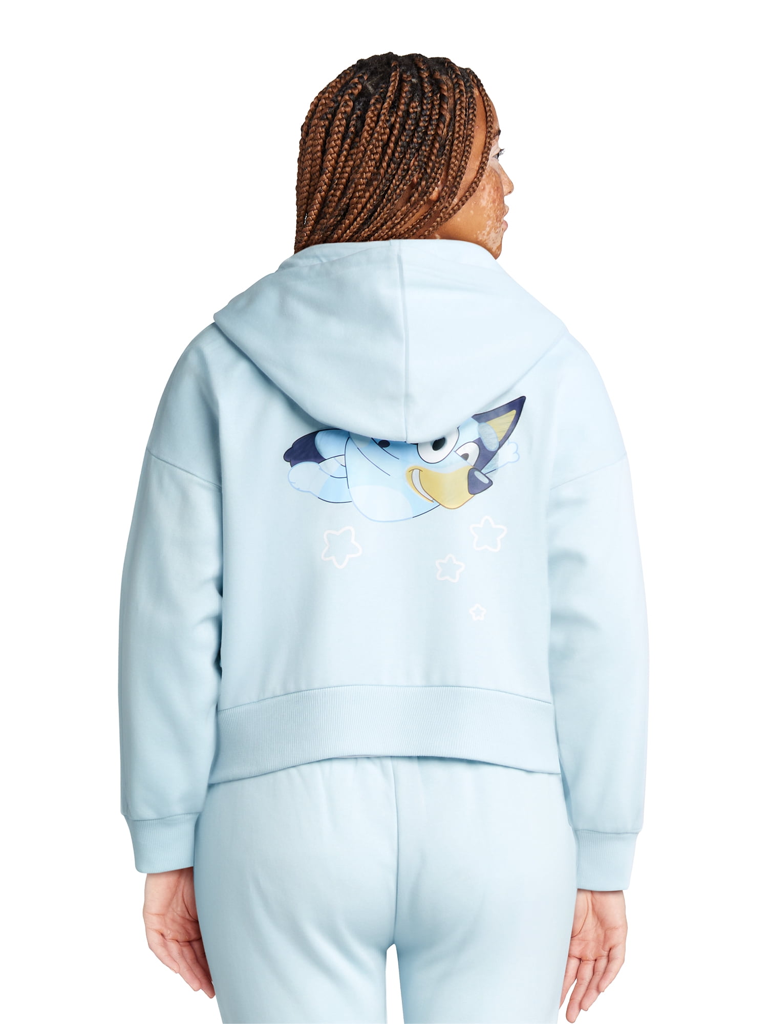 Bluey Women's Front Back Graphic Zip Front Hoodie, Sizes XXS-XXL