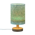 thumbnail image 2 of Green Shiny Teal Bedside Table Lamp LED Warm Lights with USB Charging Port Retro Cylinder Desk Lamps, 2 of 7