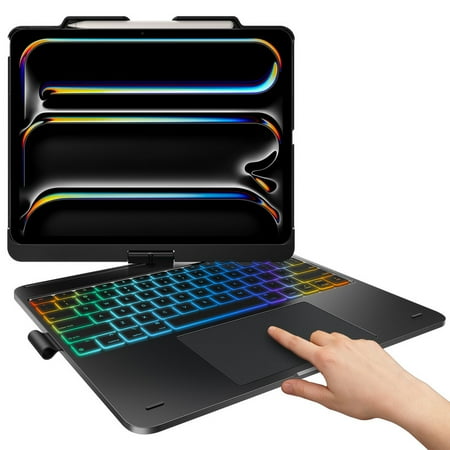 typecase Touch Keyboard Case for iPad Pro 13-inch (M4) 2024 & iPad Air 13-inch, 360 Rotatable, 11-Color Backlit with Pencil Holder for iPad Pro 12.9(6th/5th/4th/3rd Gen), Black