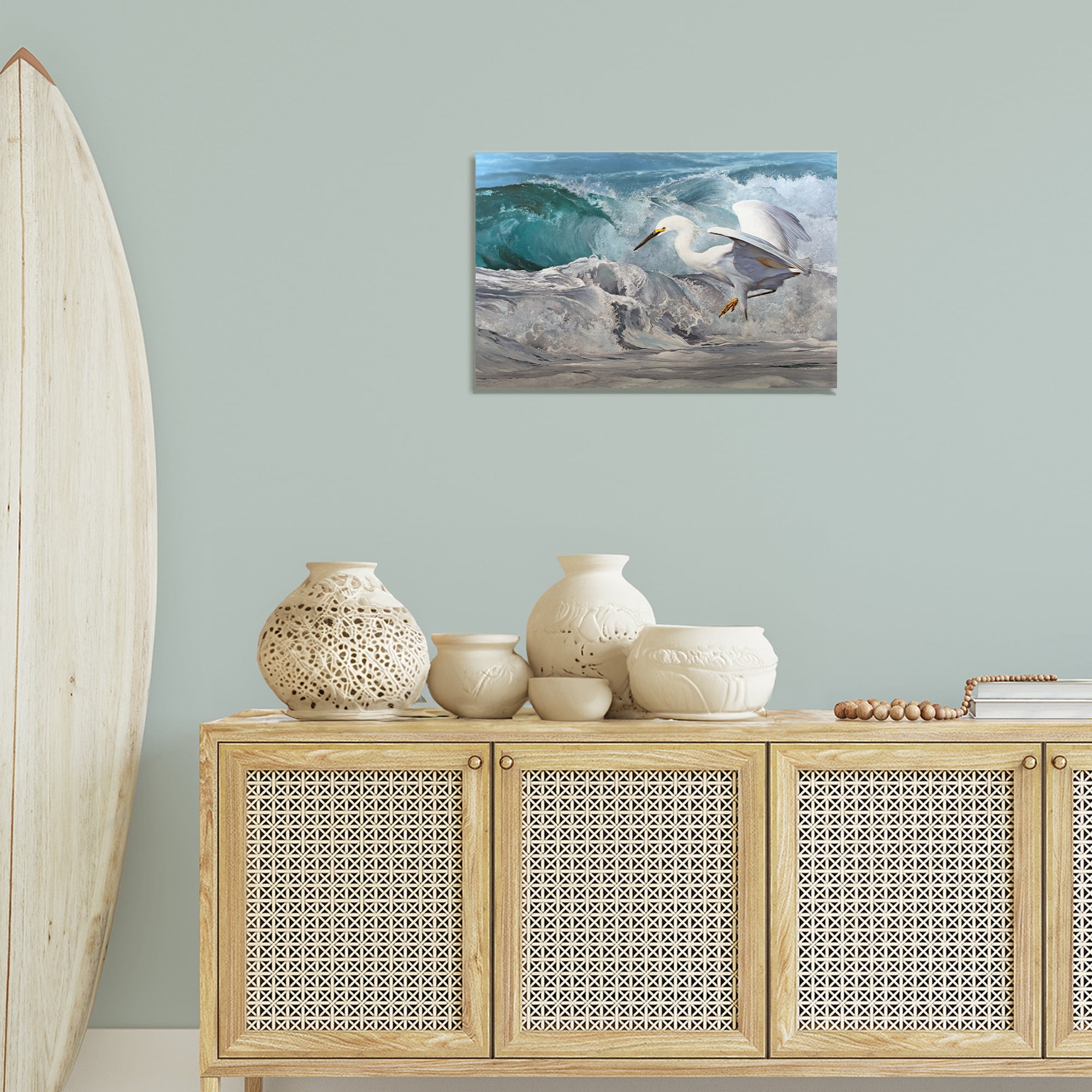 Stupell Industries Wave Dancer Heron Nautical & Beach Painting Wrapped Canvas Art Print Wall Art, 24 x 16