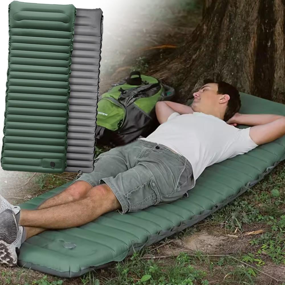 Single Size Camping Air Mattress with Built in Foot Pump, Thicken Inflatable Bed Blow Up Mattress Sleeping Pad for Camping Backpacking Hiking Traveling Tent