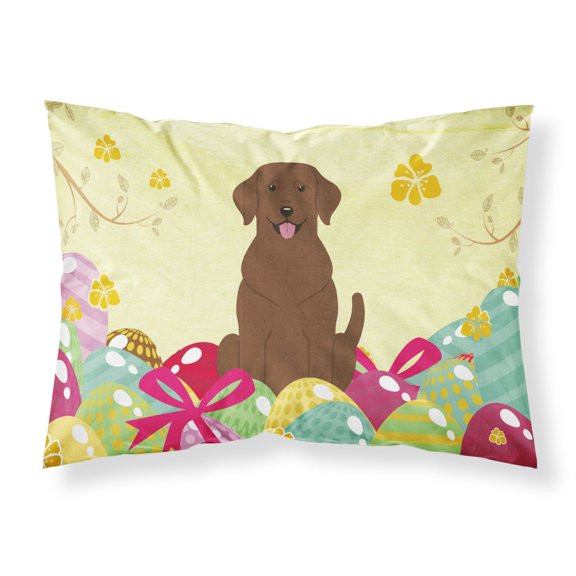 Carolines Treasures BB6056PILLOWCASE Easter Eggs Chocolate Labrador Fabric Standard Pillowcase Standard multicolor