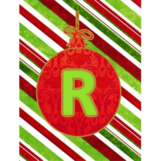 Carolines Treasures CJ1039-R-CHF 28 x 40 In. Christmas Ornament Holiday Letter R Monogram Initial Flag- House Size
