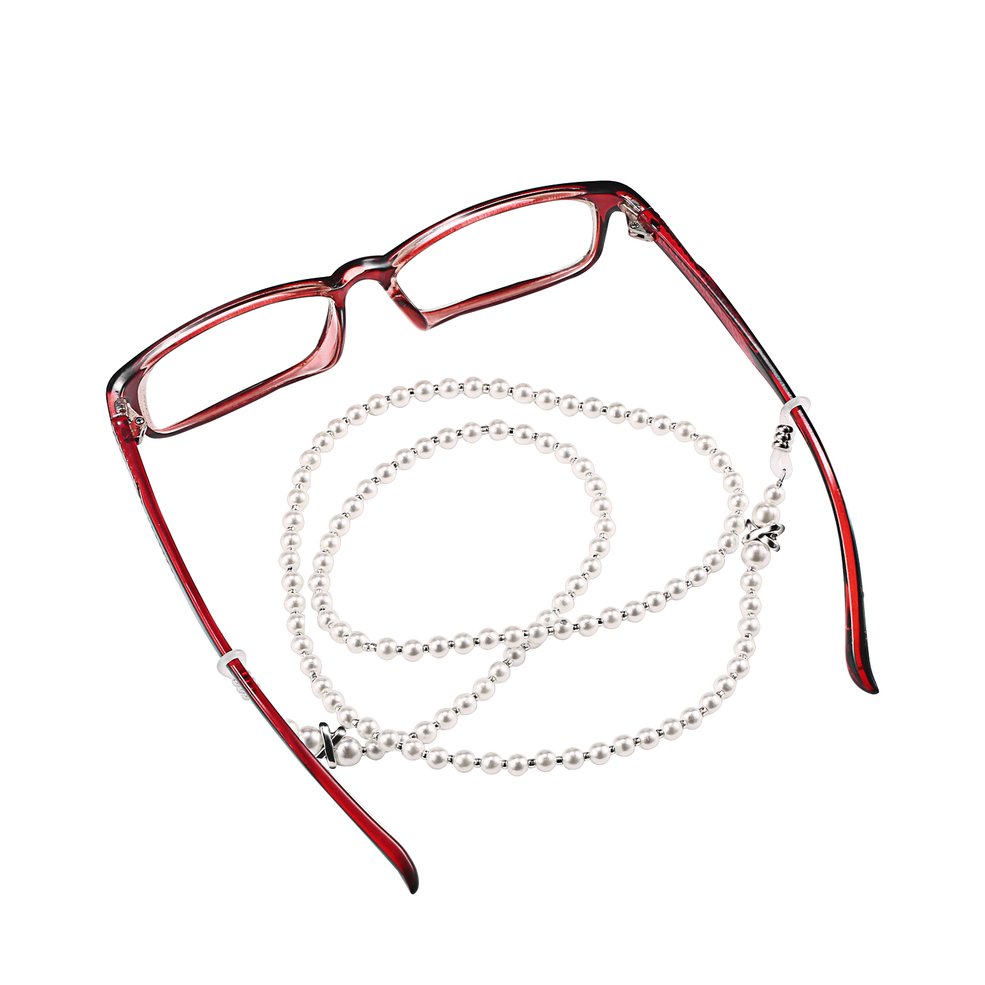 Holder Handcrafted Eyeglasses Beads Retainer Chain White /& Silver