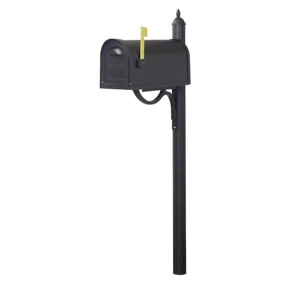 Outdoor Letter Holder Classic Curbside Mailbox with Richland Mailbox Post - Black